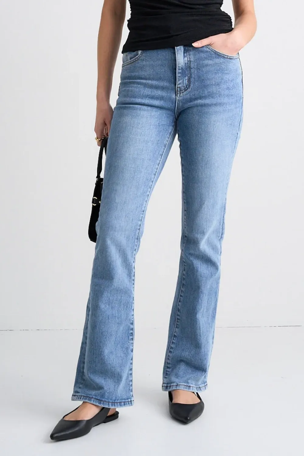 Blue High Rise Flare Jean