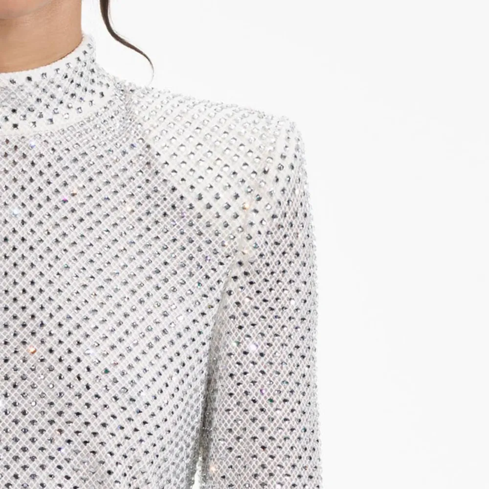 Silver Rhinestone Fishnet Top