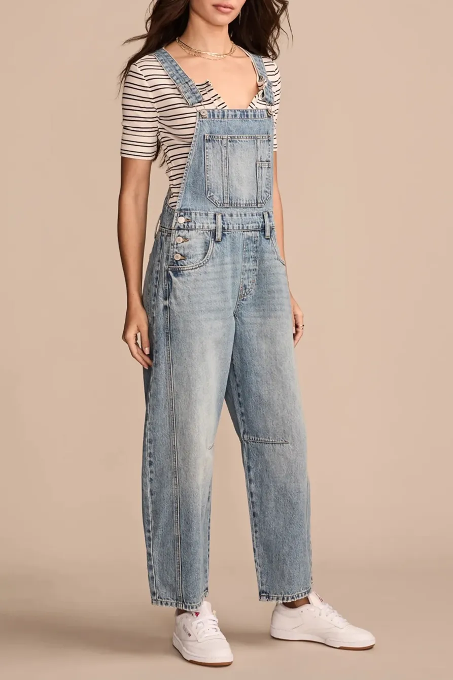 Adjustable Straps Barrel Leg Overall