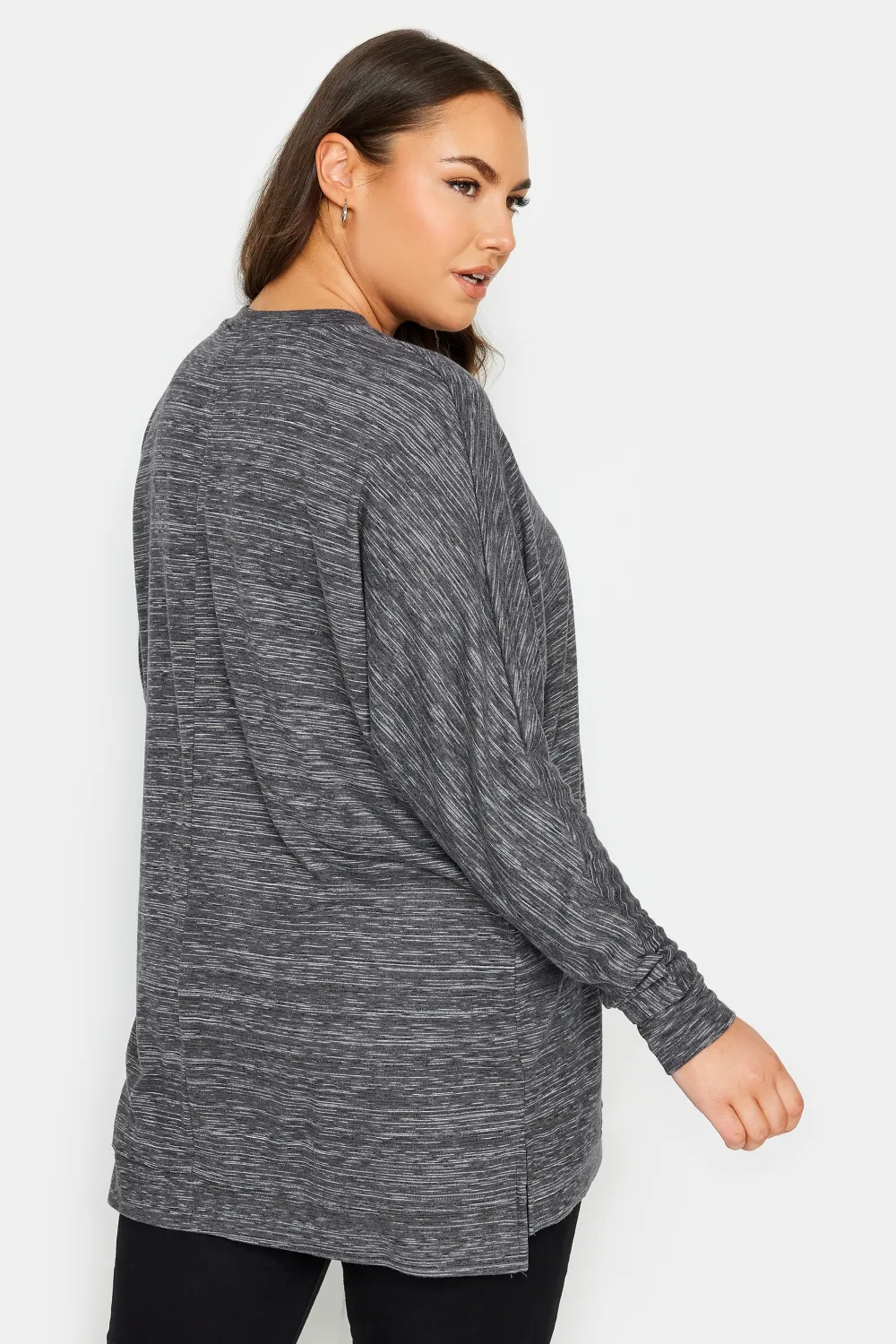 YOURS LUXURY Curve Light Grey Front Seam Detail Jumper
