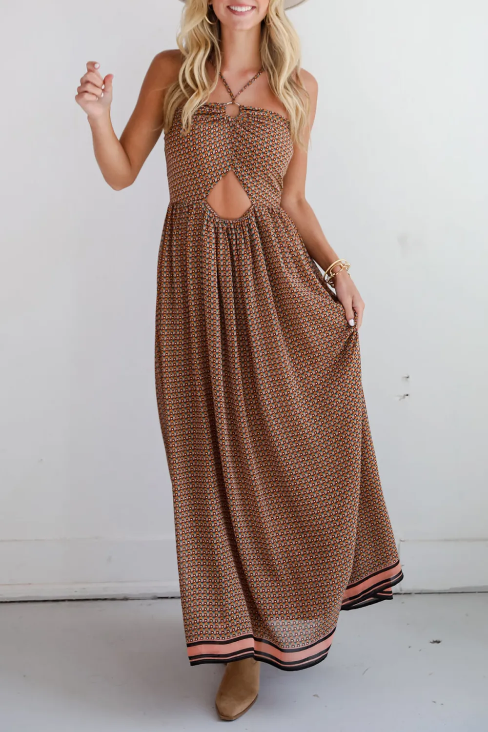 Exceptional Fate Mocha Maxi Dress
