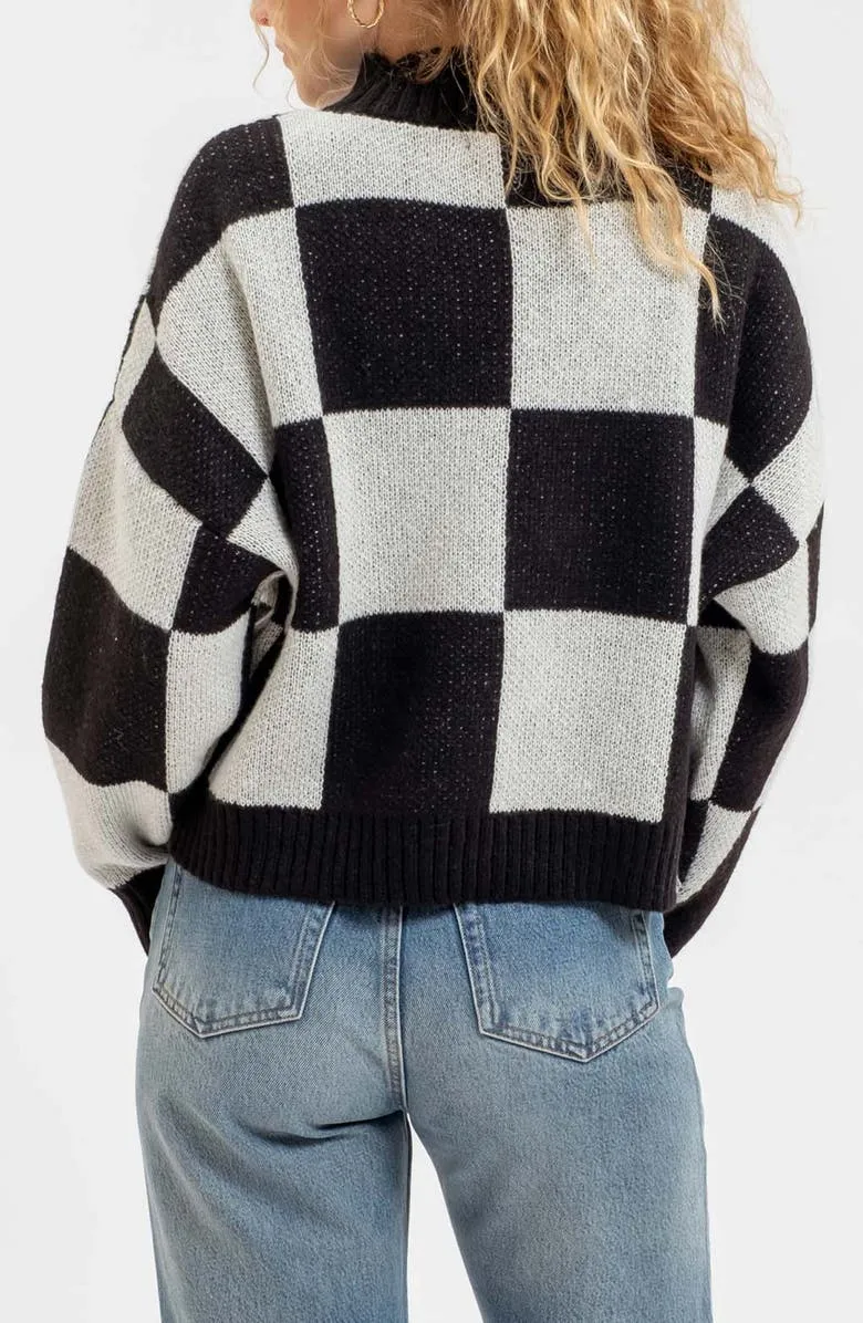 Check Mock Neck Sweater