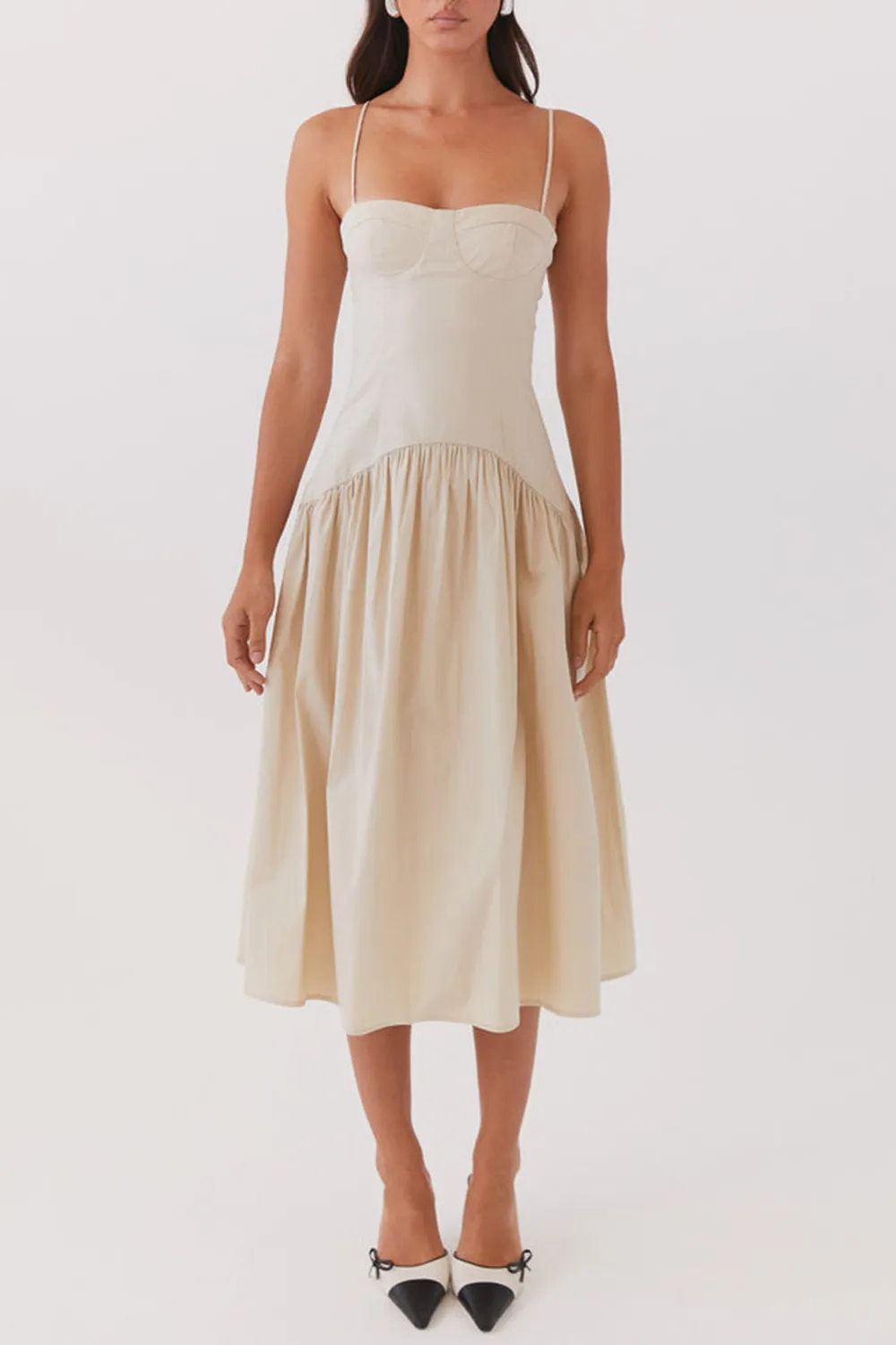 Yvette Corset Midi Dress - Blue