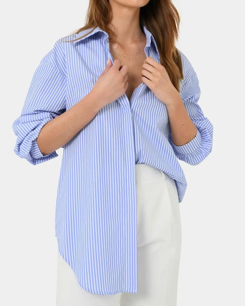 Stripe Shirt -Blue & Ivory Striped Pattern
