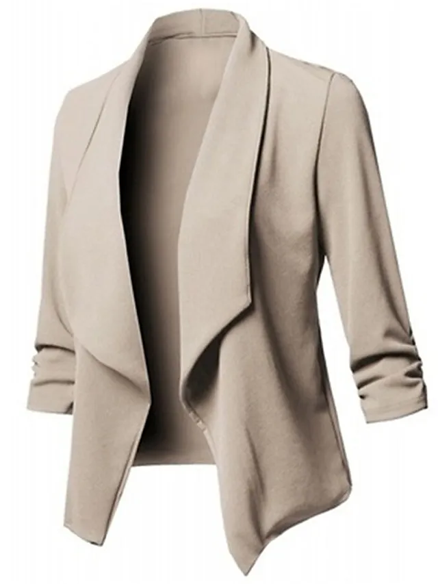 Women's Casual Jacket Work Street Daily Fall Winter Coat Regular Fit Warm Breathable Comtemporary Stylish Casual Jacket Long Sleeve Plain Slim Fit Black White Wine