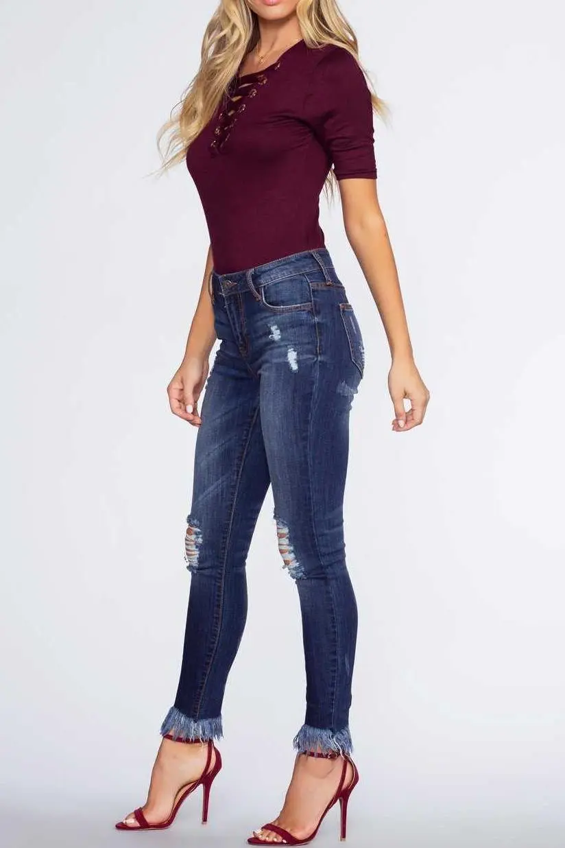 Skinny Ripped Cropped Jeans