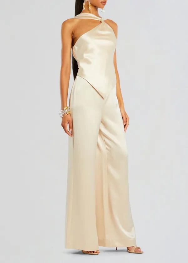 Halter Neck Satin Jumpsuit