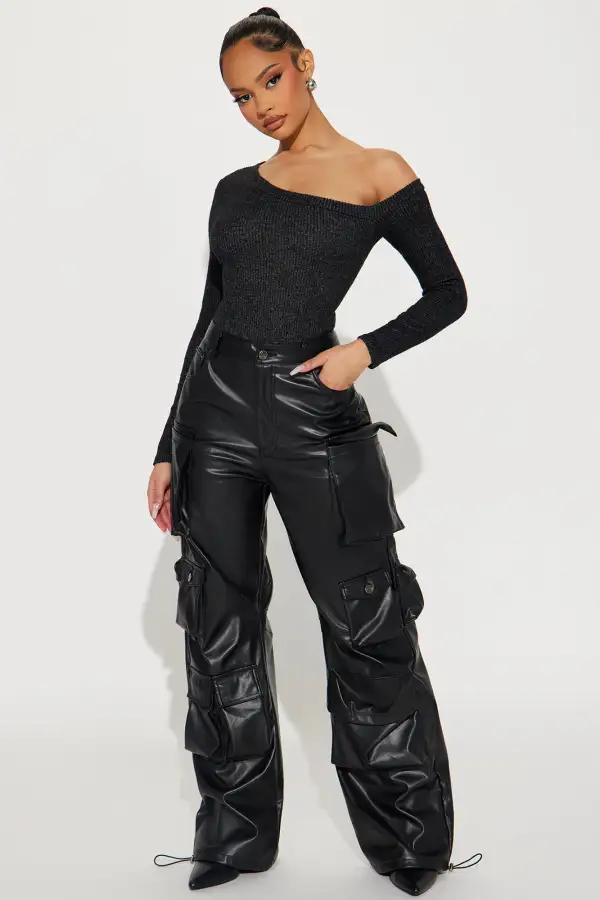 Christine One Shoulder Bodysuit - Black