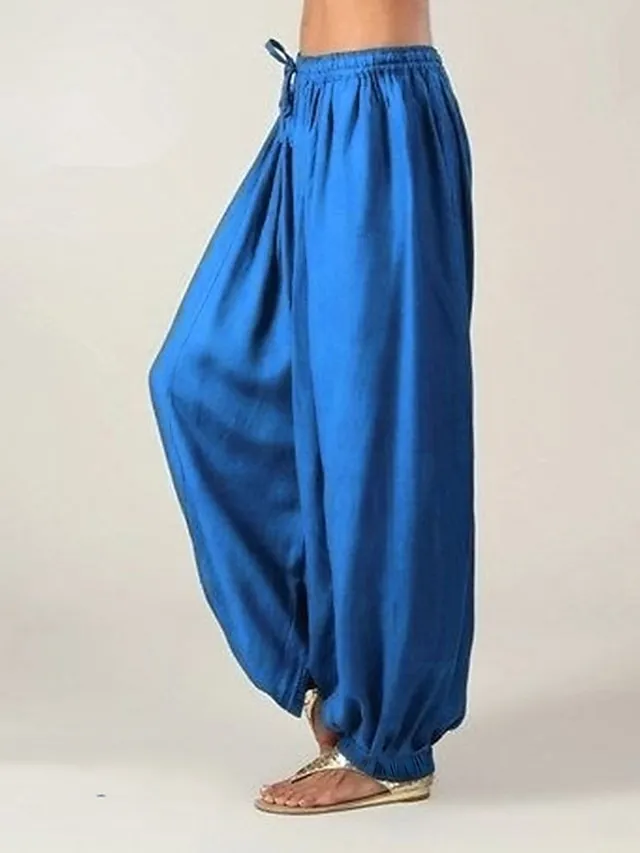 Women's Wide Leg Chinos Pants Trousers Full Length Baggy Drop Crotch Micro-elastic Mid Waist Fashion Savannah Joggers Xmas Casual Black White S M Summer Spring &  Fall