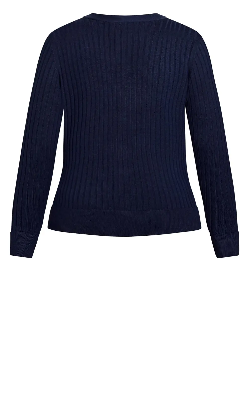 Evans Navy Blue Ribbed Knit Cardigan