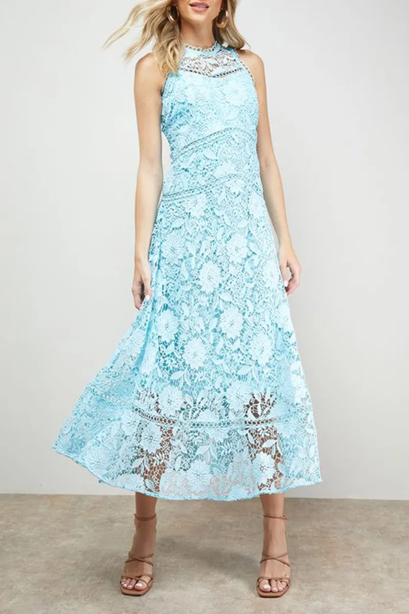 Casual Style High Neck Midi Dress