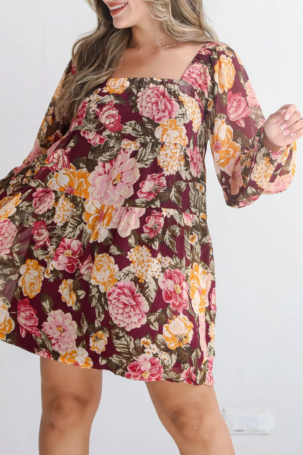 Breathtaking View Plum Floral Mini Dress