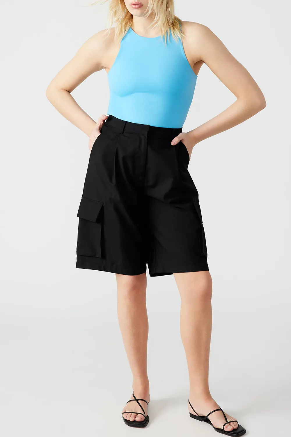 NYLON FABRIC BODYSUIT BLUE