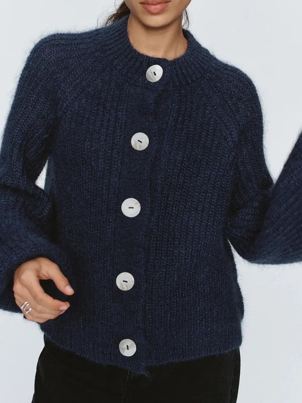 Casual Style Long Sleeve Cardigan Navy