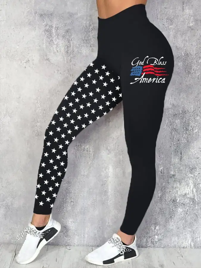 Women's Independence Day Printed Yoga Leggings