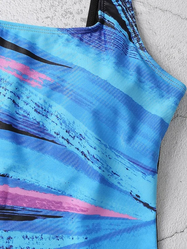 Women's Swimwear One Piece Monokini Bathing Suits Normal Swimsuit Tummy Control Hole Stripe Pink Royal Blue Blue Sky Blue Gray Scoop Neck Bathing Suits Sports Vacation Fashion