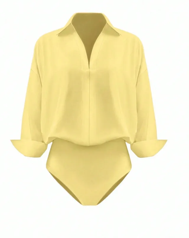 Women's Collared Long Sleeve Bodysuit