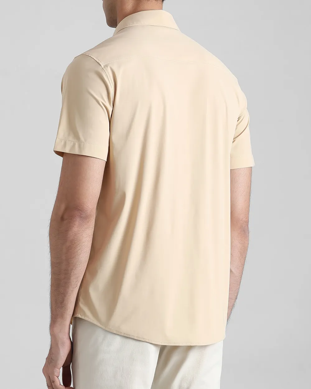 Leisure Simple Slim-Fit Breathable Beige Shirt