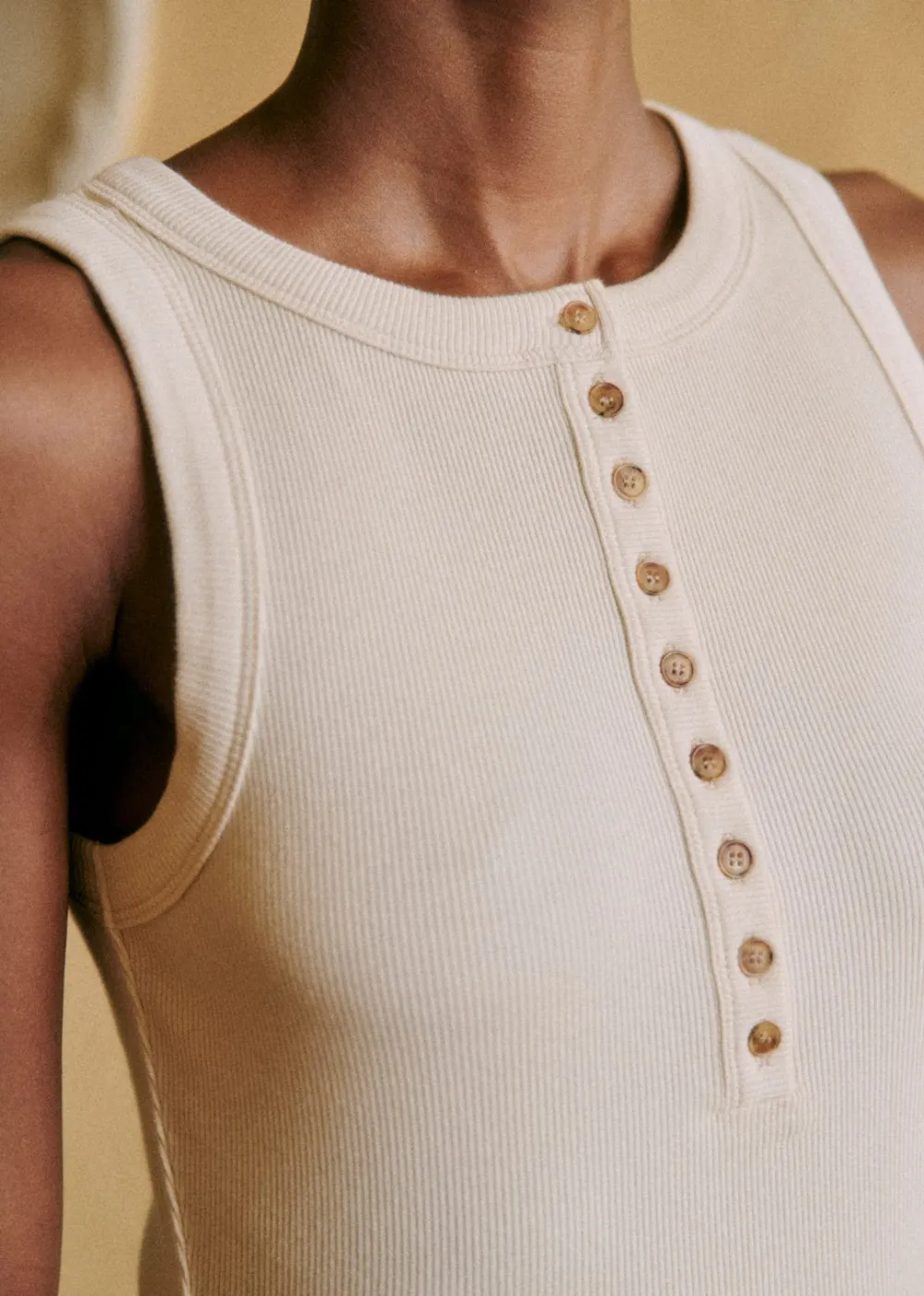 Slim Fit Cotton Button-Down Cropped Vest