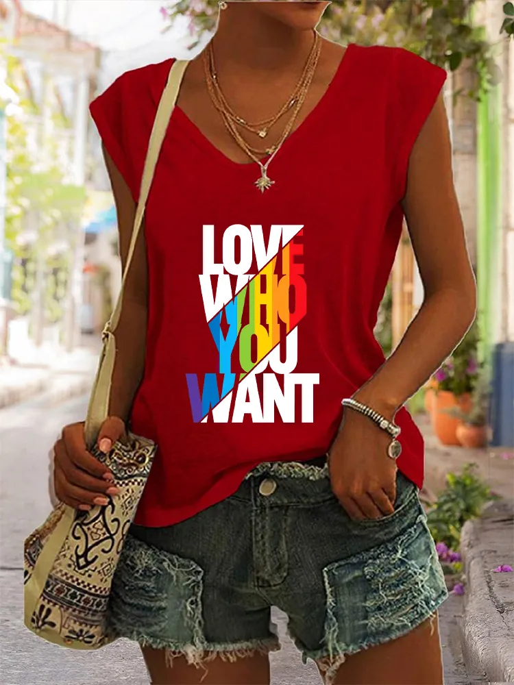 Women's Gay Day Love Who You Want V-neck Vest