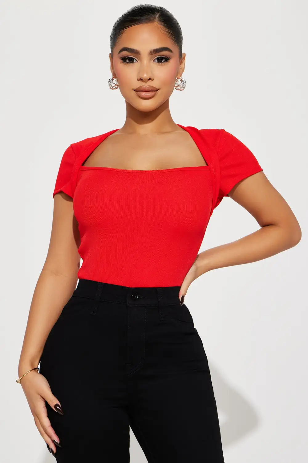 Haley Ribbed Top - Red