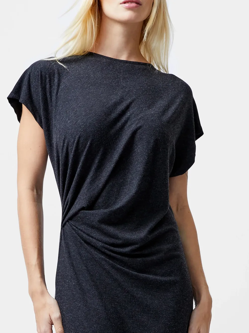 Soft Knit Boat Neck Solid Dress