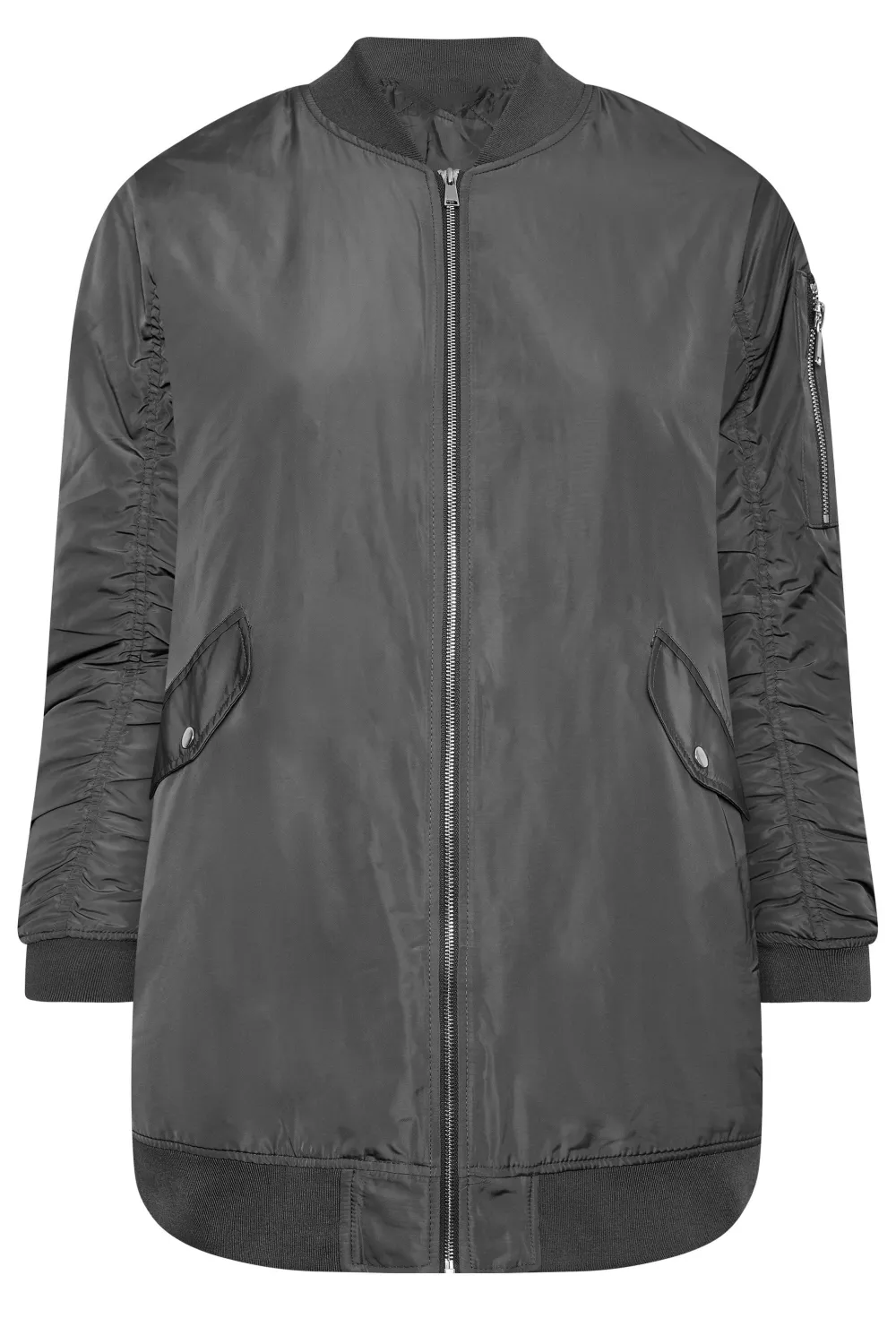 YOURS Curve Black Longline Bomber Jacket