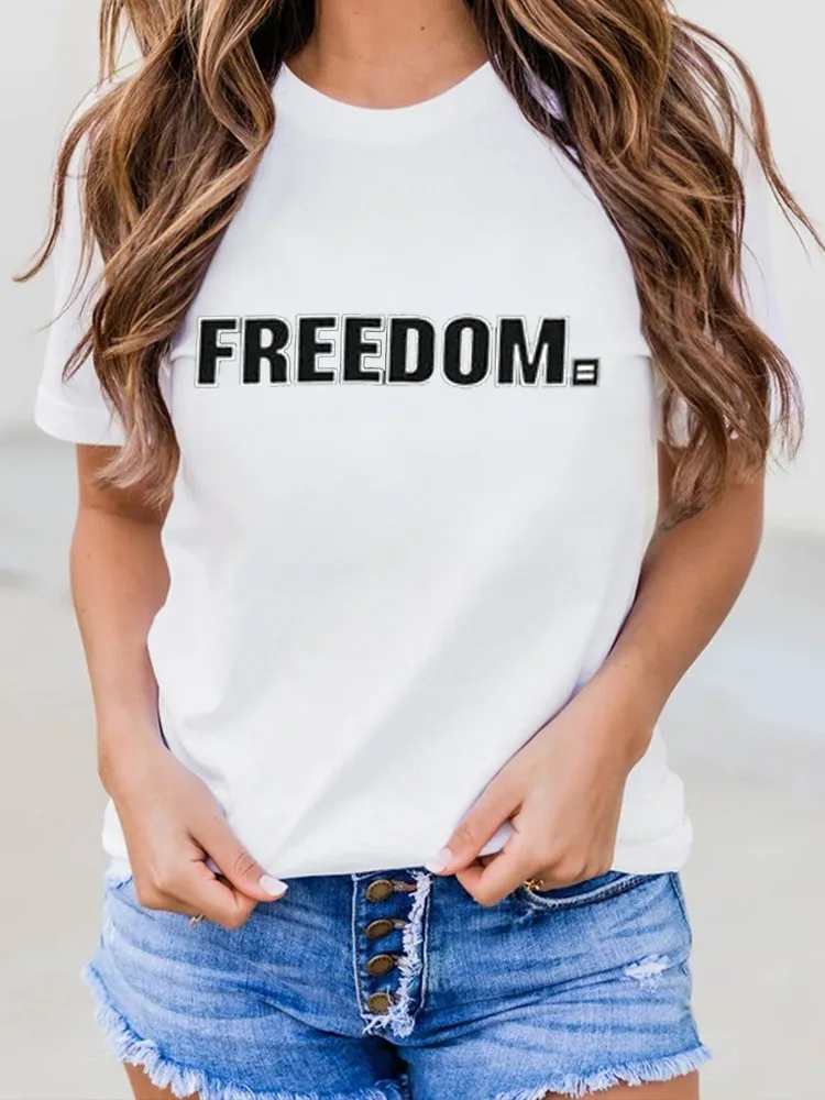 Freedom T-Shirt Pure Cotton Round-Neck Short-Sleeved Shirt