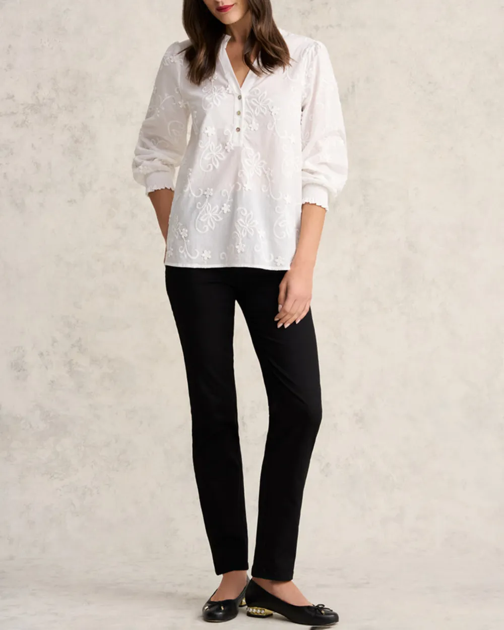 3D Floral Cotton Blouse