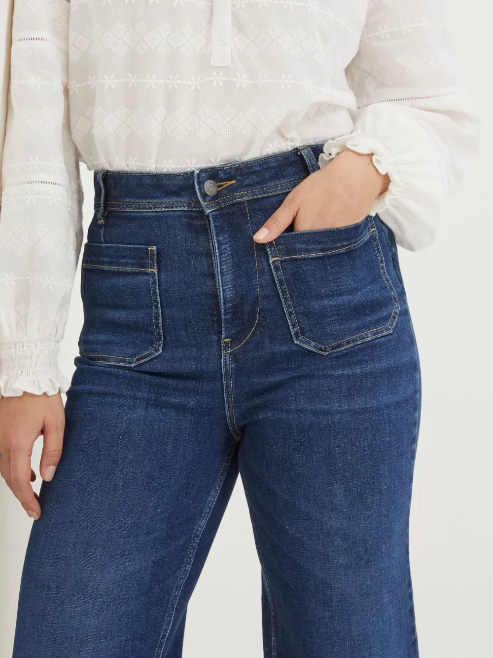 Keswick Blue Wide Leg Crop Jeans