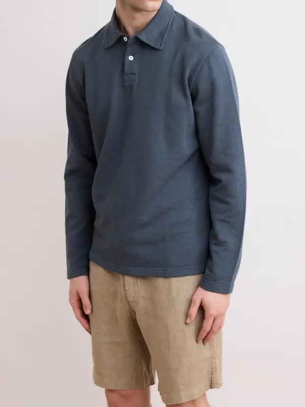 Comfortable Casual Breathable Soft Wash Blue Polo Shirt