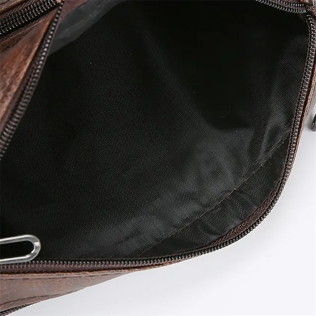 Men's Crossbody Bag Shoulder Bag Messenger Bag PU Leather Daily Holiday Zipper Adjustable Large Capacity Waterproof Solid Color Black Brown khaki
