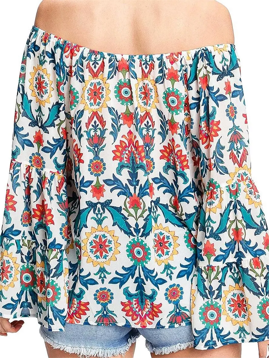 Off Shoulder Bell Sleeve Blouse
