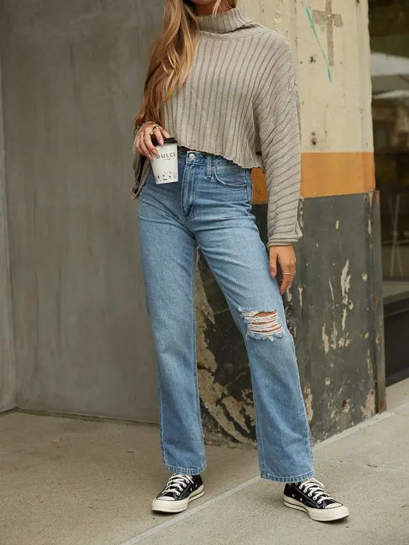 Hudson Distressed Straight Jeans