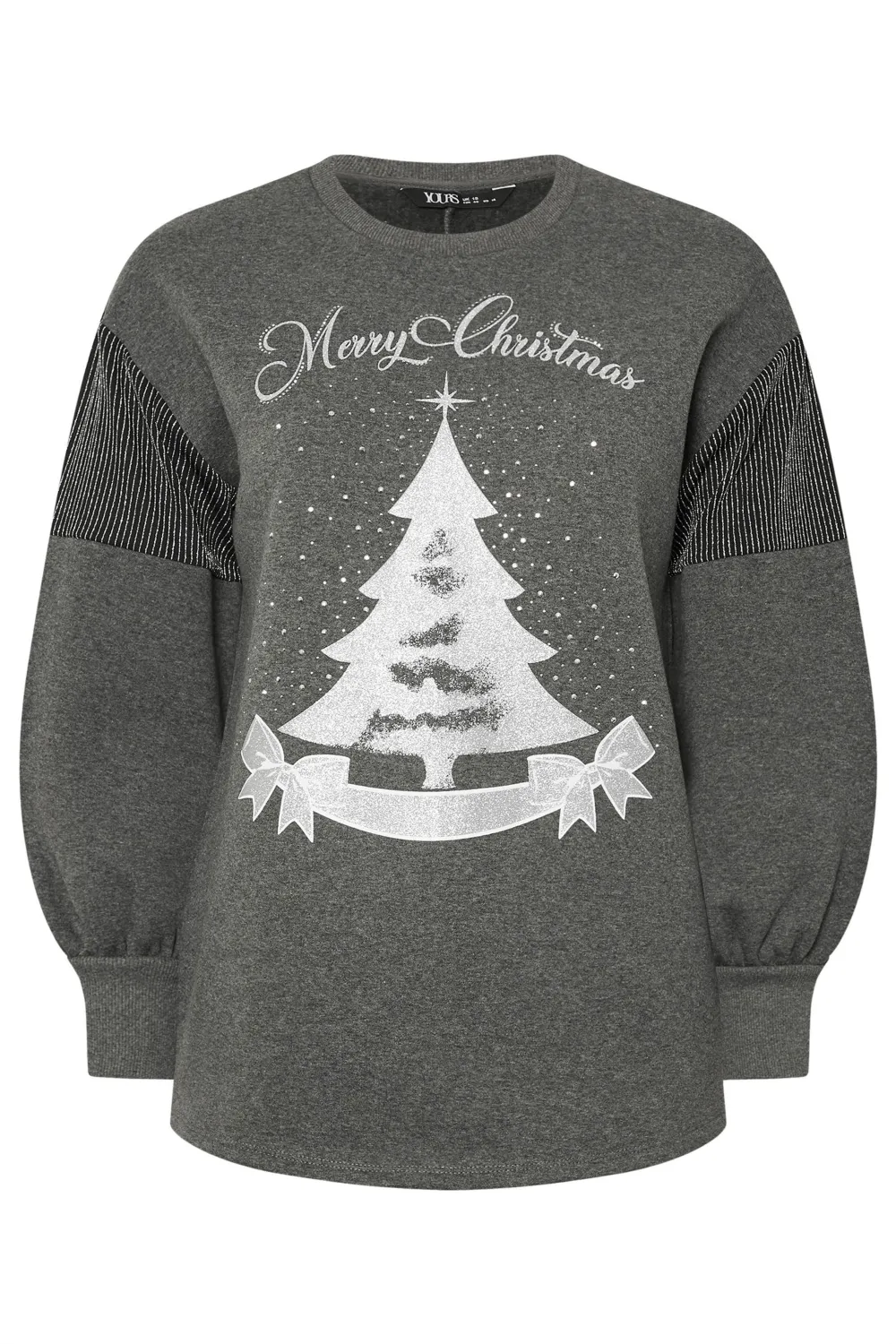 YOURS Curve Blue 'Merry Christmas' Diamante Embellished Sweatshirt