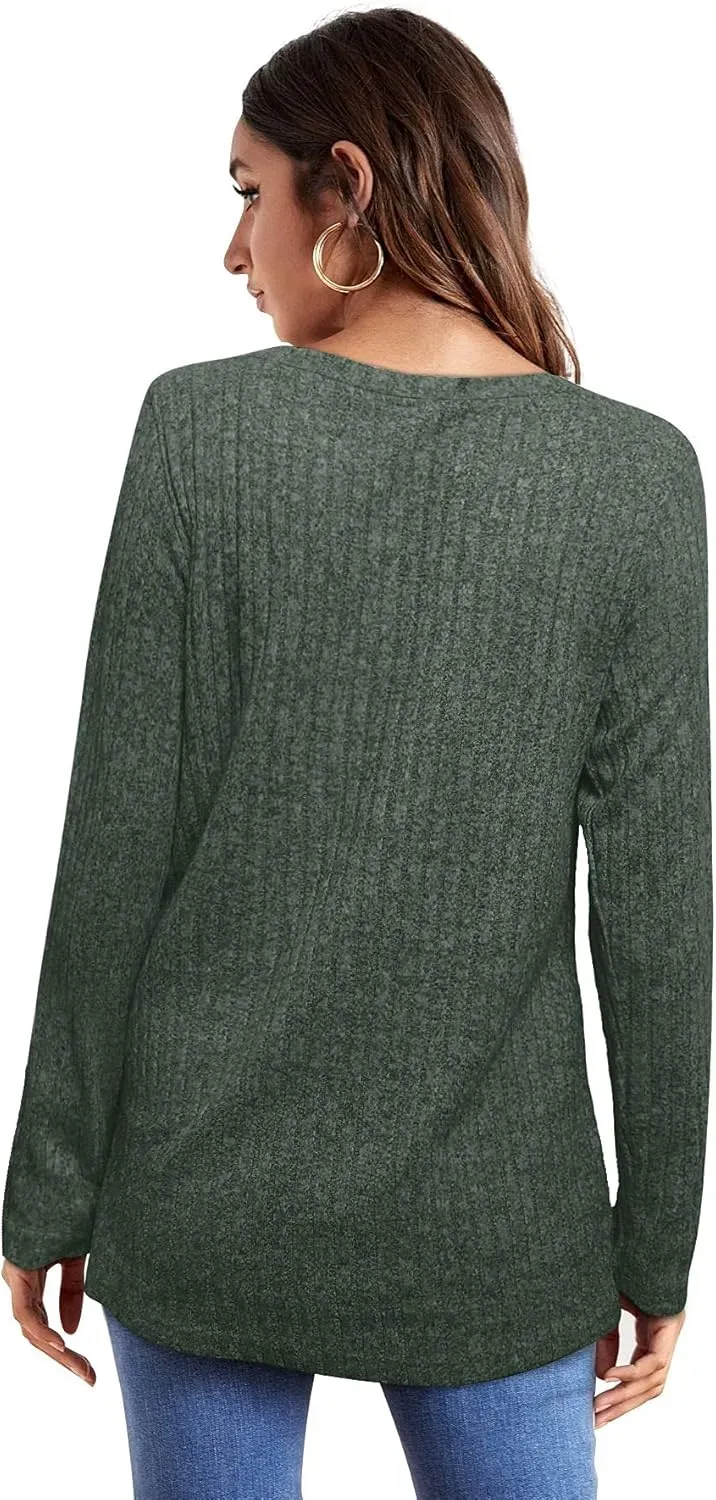 OFEEFAN Long Sleeve Shirts for Women Lightweight Crew Neck Casual Tunic Tops