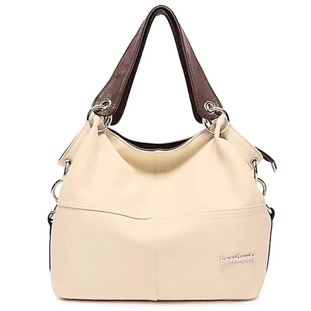 Women's Handbag Tote PU Leather Daily Zipper Solid Color Black Pink Green