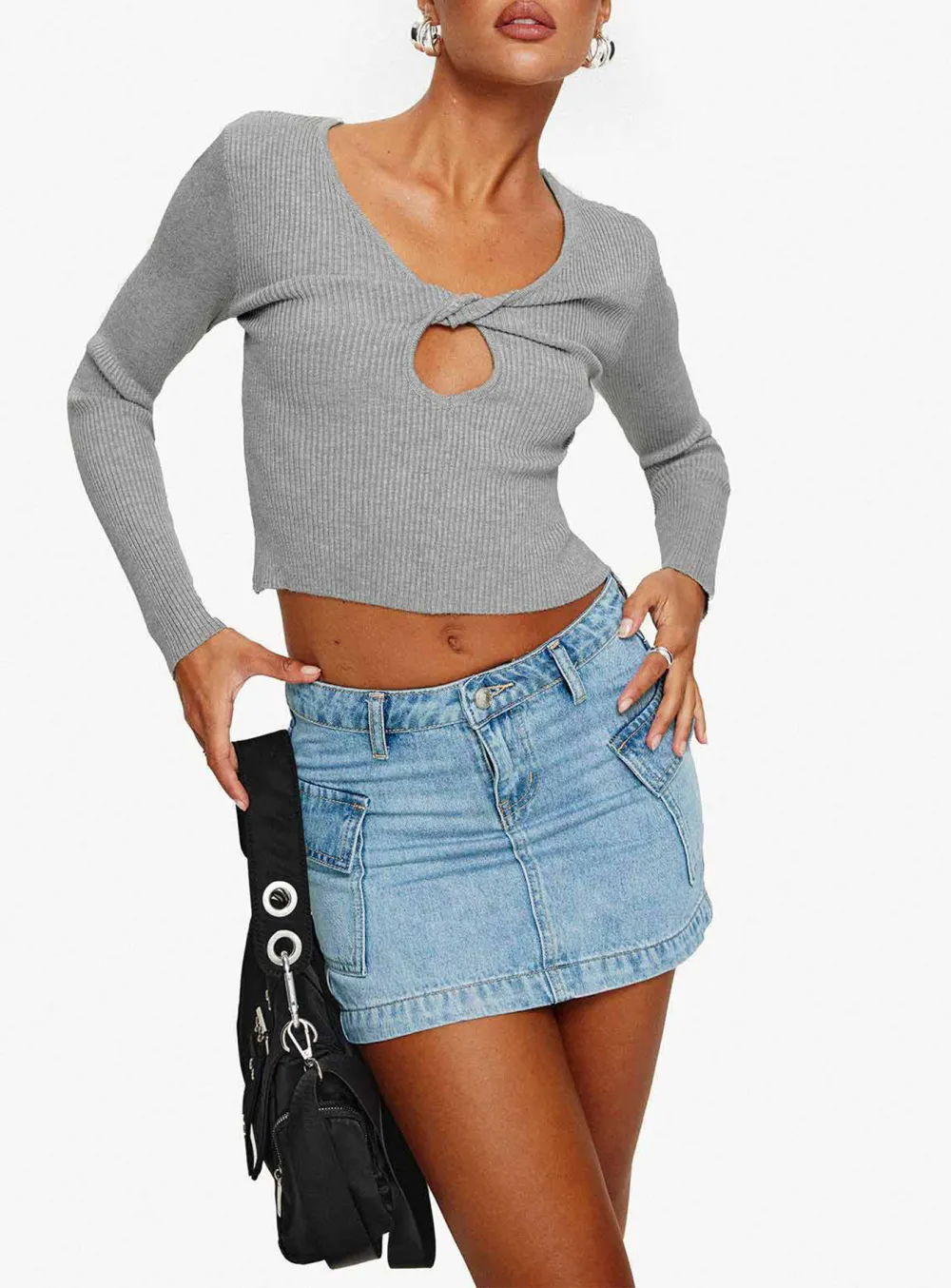Cargo Denim Mini Skirt
