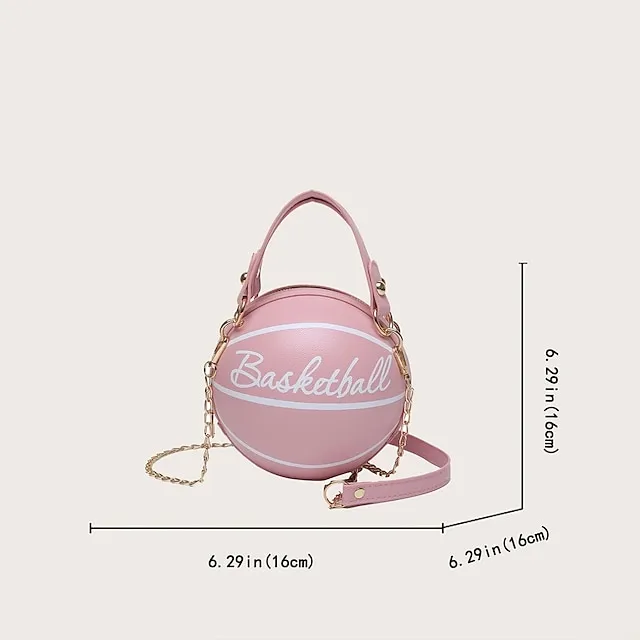 Women's Shoulder Bag PU Leather Party Daily Large Capacity Waterproof Durable White basketball White football Pink basketball