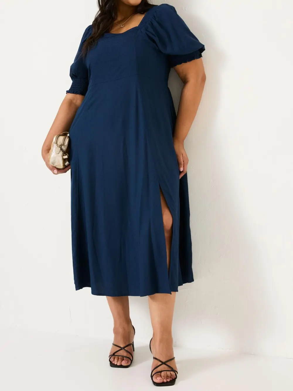 Casual Blue Bloom Midi Dress