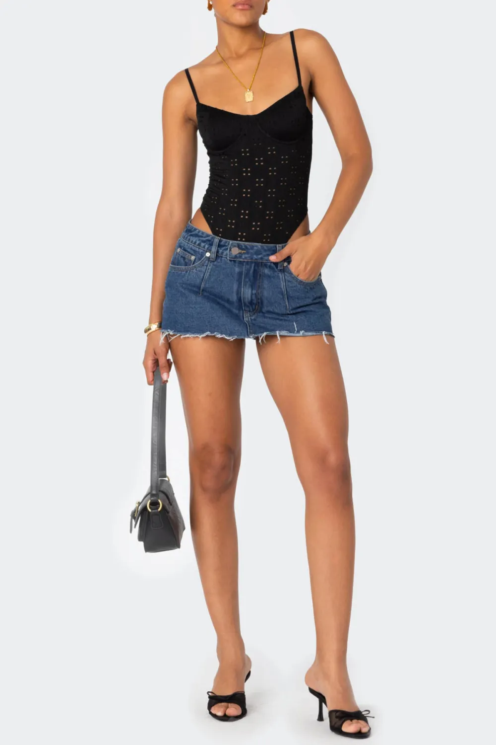 Strapless Cupped Eyelet Bodysuit