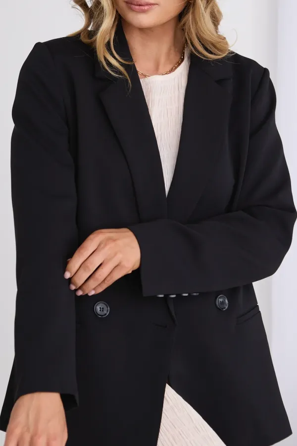 Black Structured Boyfriend Blazer
