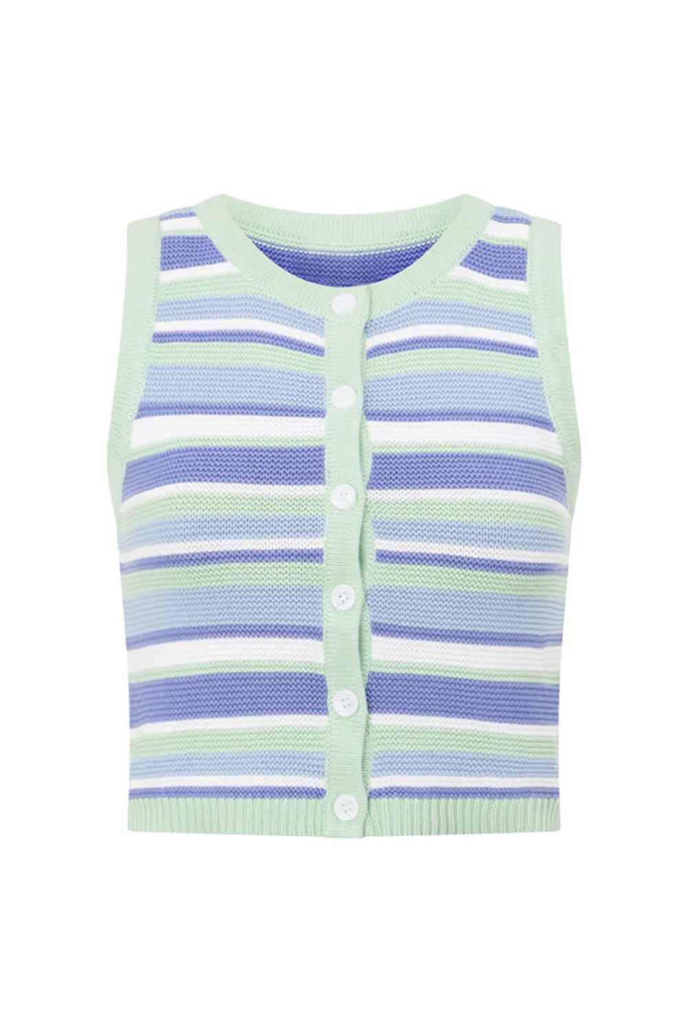 Striped Sleeveless Knit Crop Top