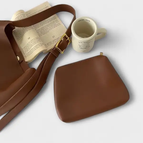 Structured Slouchy Leather Shoulder Bag