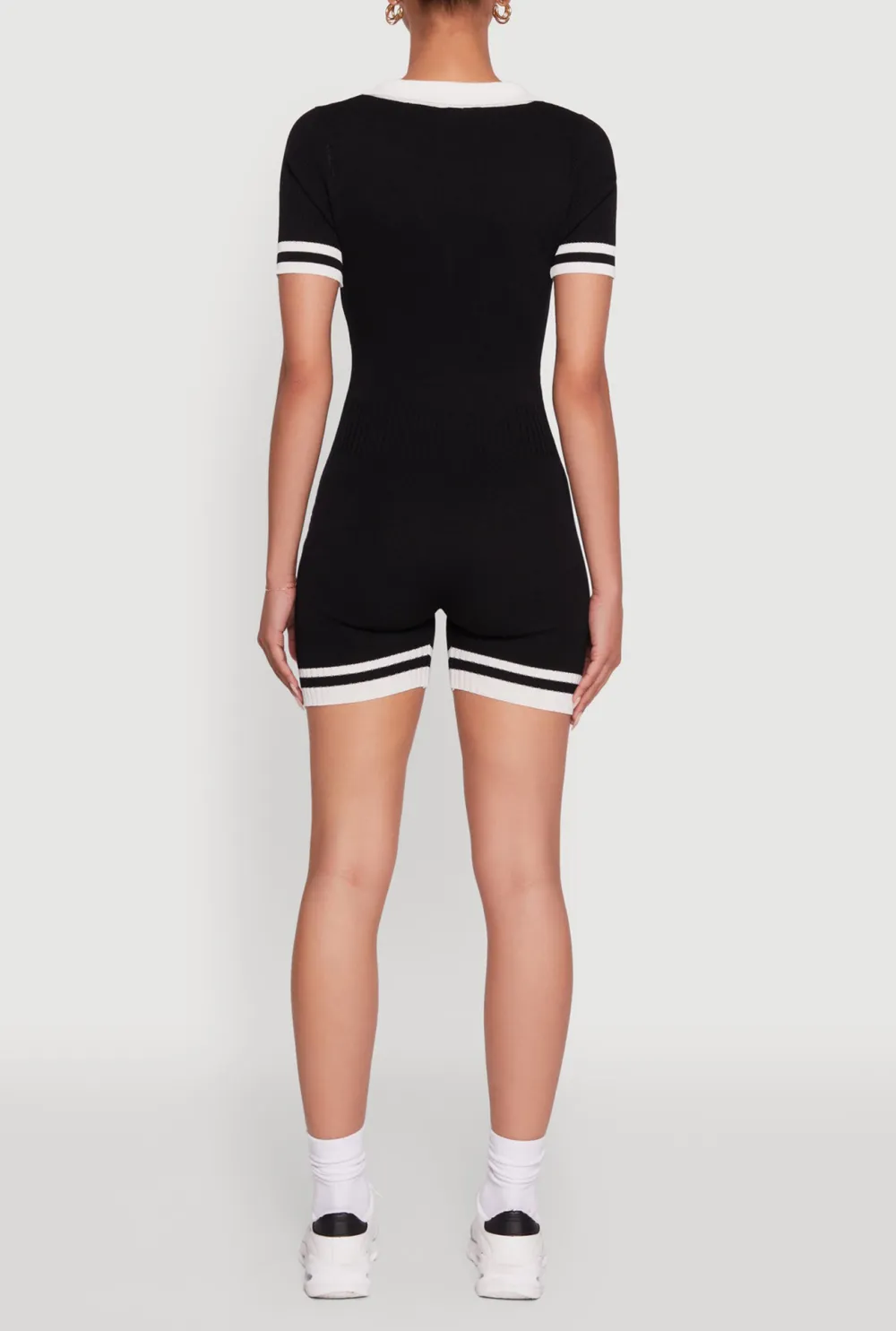 Ribbed Contrasting Striped Jumpsuit