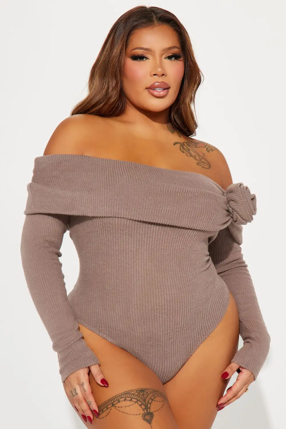Rosa Off Shoulder Bodysuit - Grey
