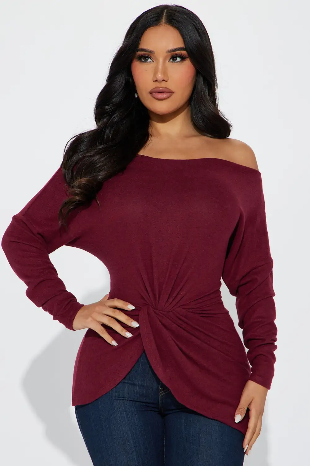 Simply Flawless Off Shoulder Top - Wine