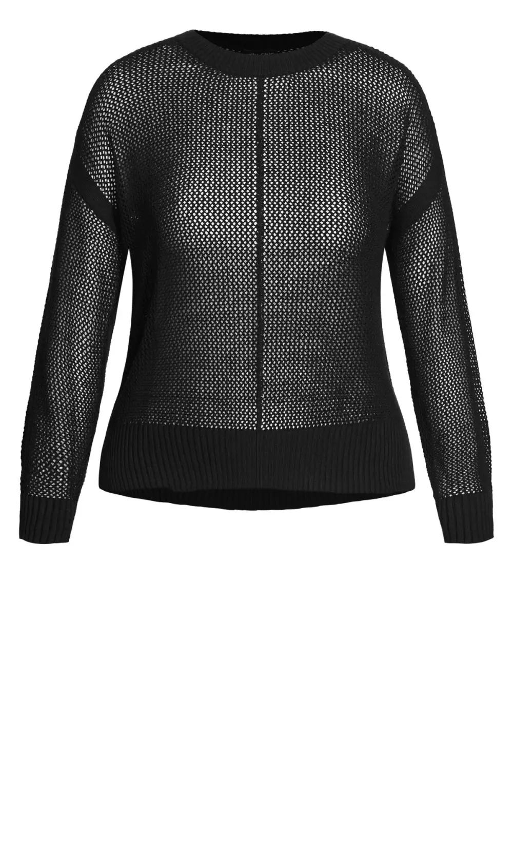 Evans Black Open Knit Jumper