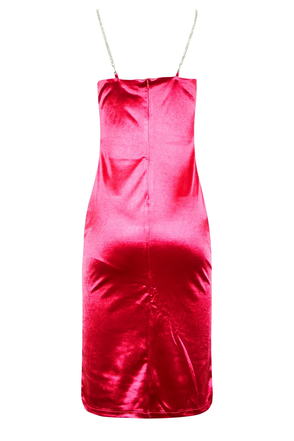 LTS Tall Hot Pink Diamante Strap Satin Mini Slip Dress