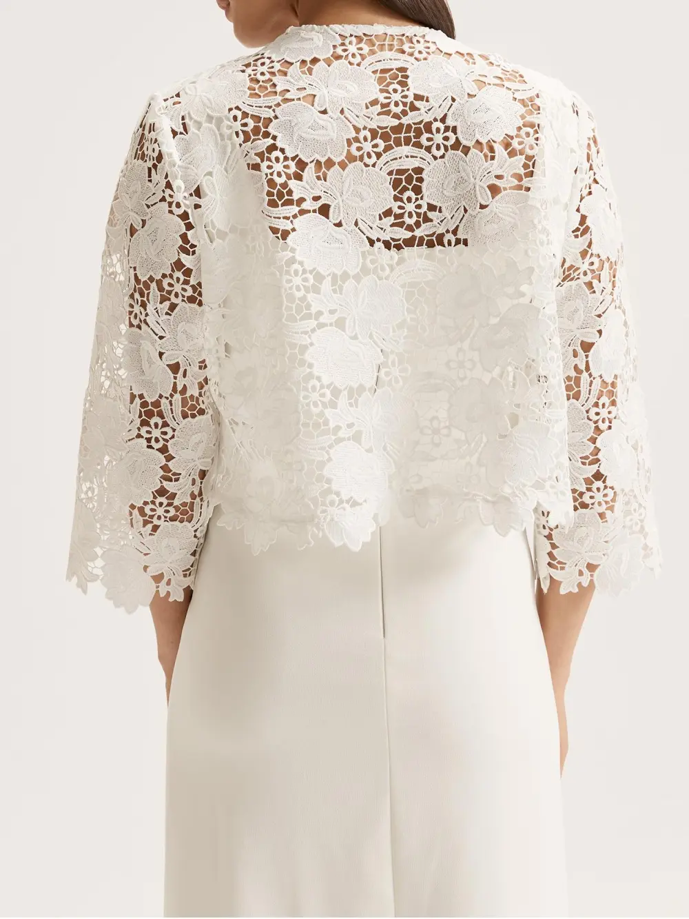 White Lace Hollow Floral Tops